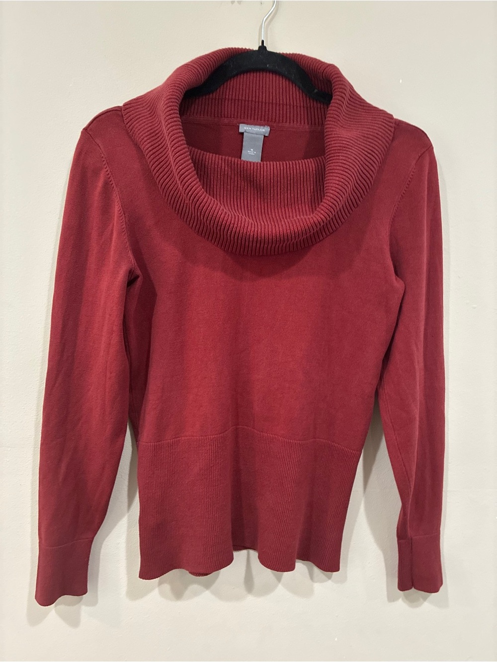 Ann Taylor Rust Red Cowl Neck Sweater